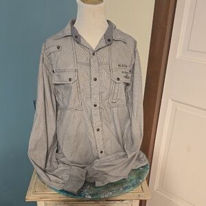 Buckle Gray Casual Button Down Shirt